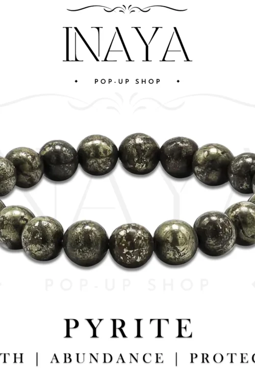 GB001 ROUND SHAPE NATURAL PYRITE STONE BRACELET