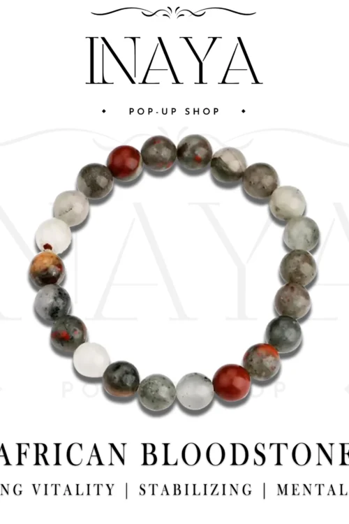 GB010 ROUND SHAPE NATURAL AFRICAN BLOODSTONE STONE BRACELET