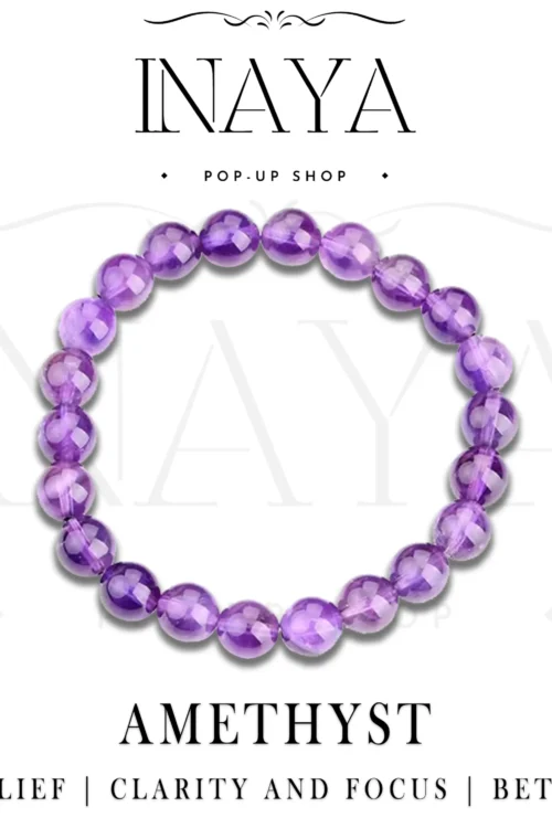 GB012 ROUND SHAPE NATURAL AMETHYST STONE BRACELET