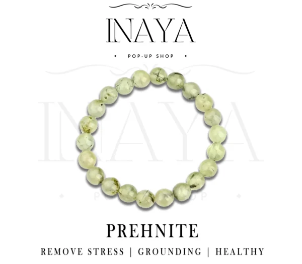 GB015 ROUND SHAPE NATURAL PREHNITE STONE BRACELET