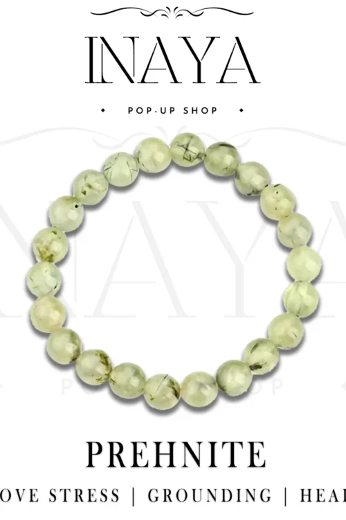 GB015 ROUND SHAPE NATURAL PREHNITE STONE BRACELET