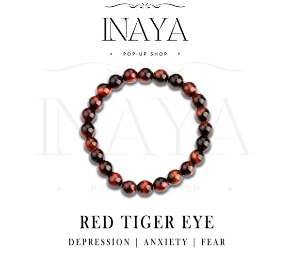 GB016 ROUND SHAPE NATURAL RED TIGER EYE STONE BRACELET