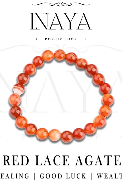 GB021 ROUND SHAPE NATURAL RED LACE AGATE STONE BRACELET