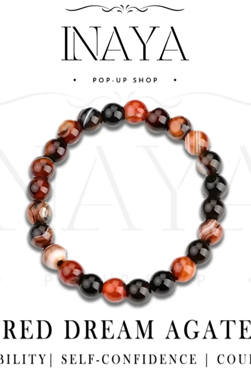 GB024 ROUND SHAPE NATURAL RED DREAM AGATE STONE BRACELET