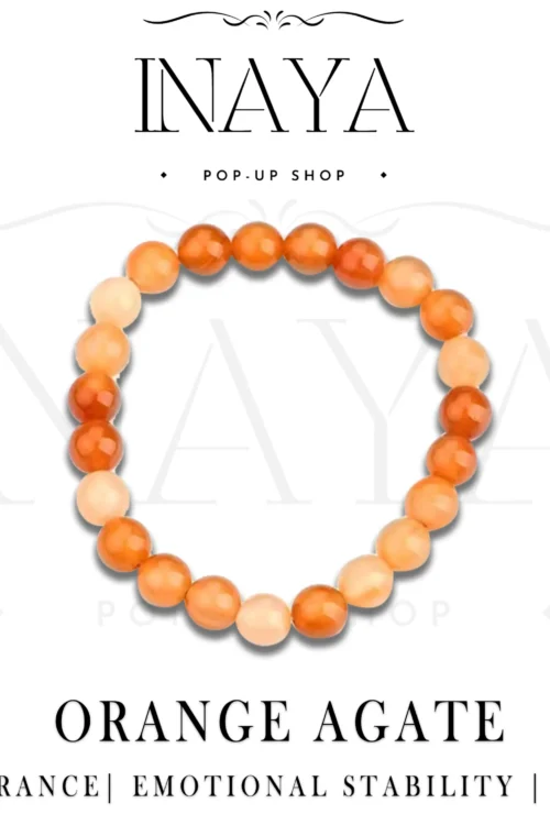 GB025 ROUND SHAPE NATURAL ORANGE AGATE STONE BRACELET