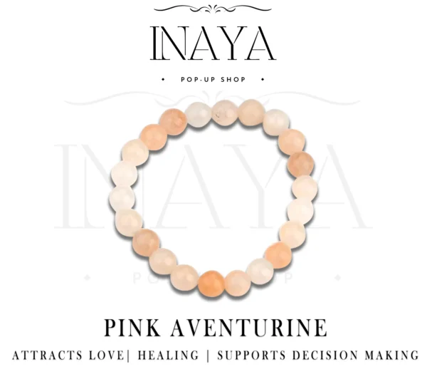 GB026 ROUND SHAPE NATURAL PINK AVENTURINE STONE BRACELET