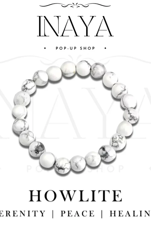 GB003 ROUND SHAPE NATURAL HOWLITE STONE BRACELET