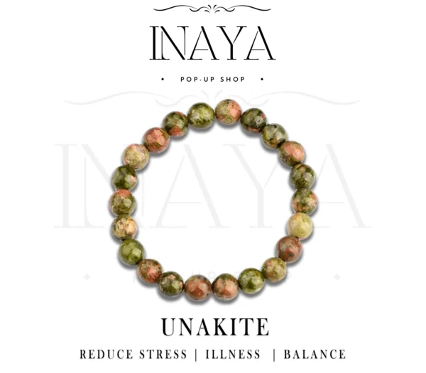 GB031 ROUND SHAPE NATURAL UNAKITE STONE BRACELET