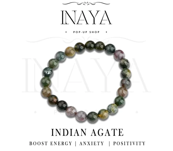 GB032 ROUND SHAPE NATURAL INDIAN AGATE STONE BRACELET