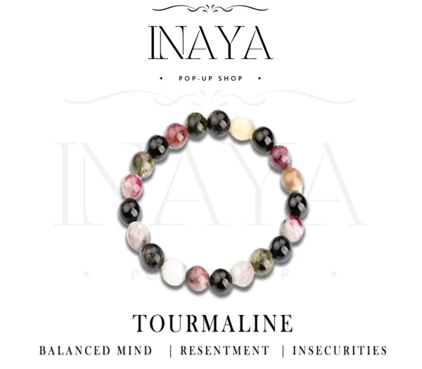 GB039 ROUND SHAPE NATURAL TOURMALINE STONE BRACELET