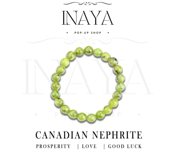 GB040 ROUND SHAPE NATURAL CANADIAN NEPHRITE STONE BRACELET