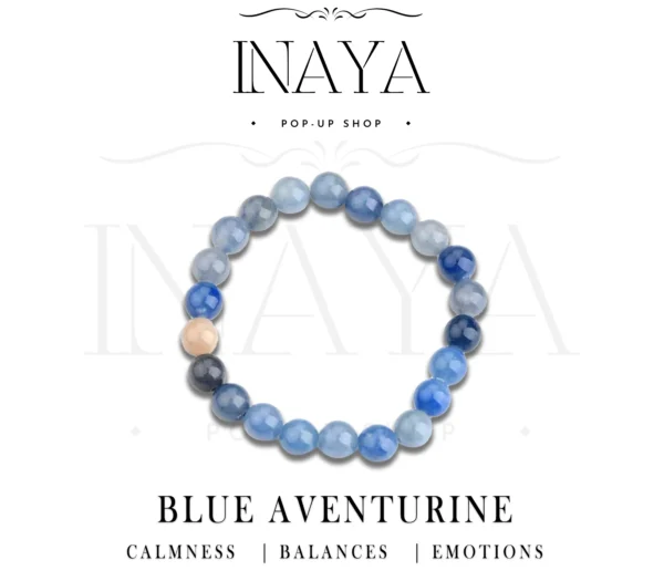 GB041 ROUND SHAPE NATURAL BLUE AVENTURINE STONE BRACELET