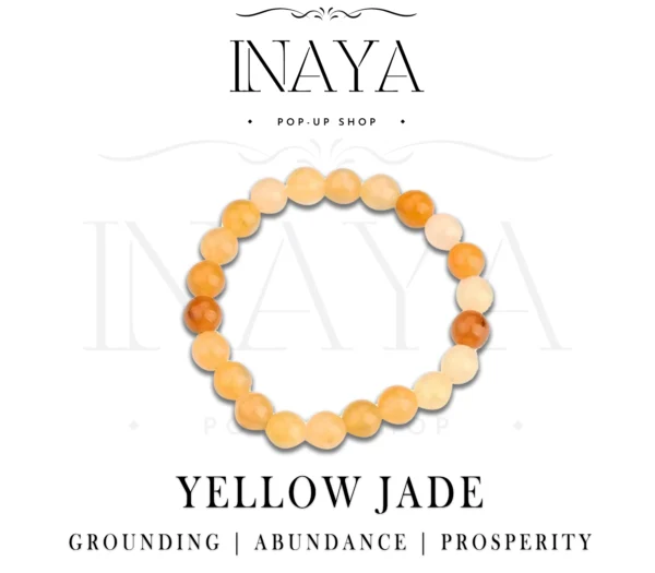 GB049 ROUND SHAPE NATURAL YELLOW JADE STONE BRACELET