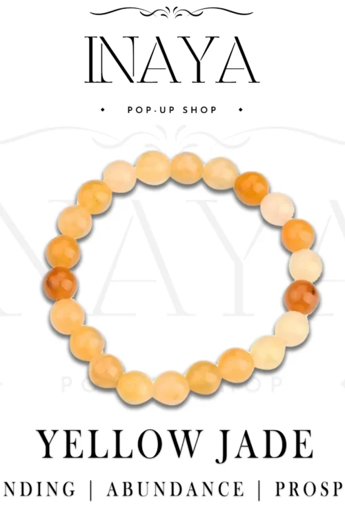 GB049 ROUND SHAPE NATURAL YELLOW JADE STONE BRACELET