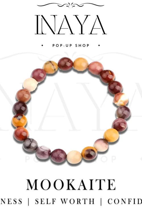 GB005 ROUND SHAPE NATURAL MOOKAITE STONE BRACELET