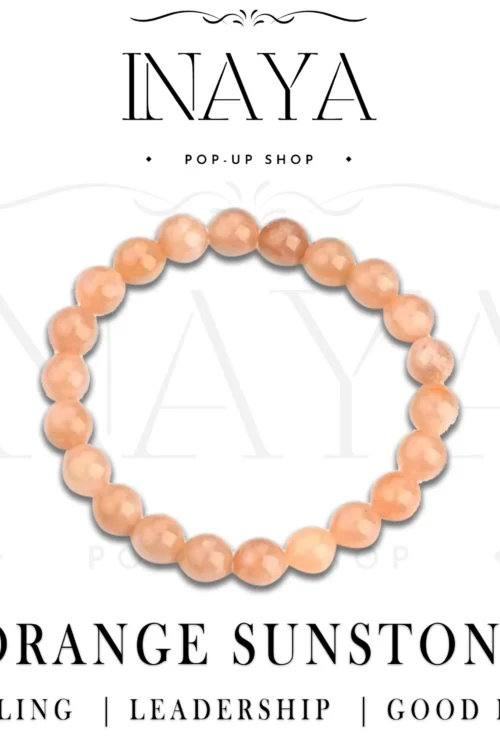 GB051 ROUND SHAPE NATURAL ORANGE SUNSTONE STONE BRACELET