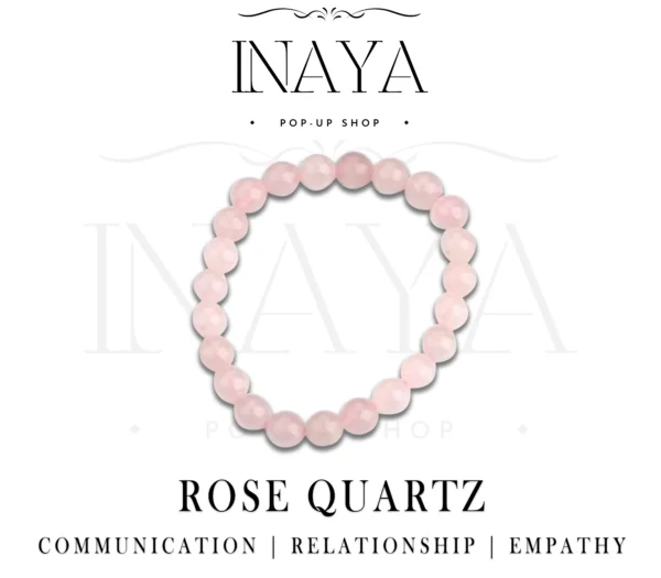 GB055 ROUND SHAPE NATURAL ROSE QUARTZ STONE BRACELET