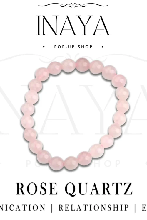 GB055 ROUND SHAPE NATURAL ROSE QUARTZ STONE BRACELET