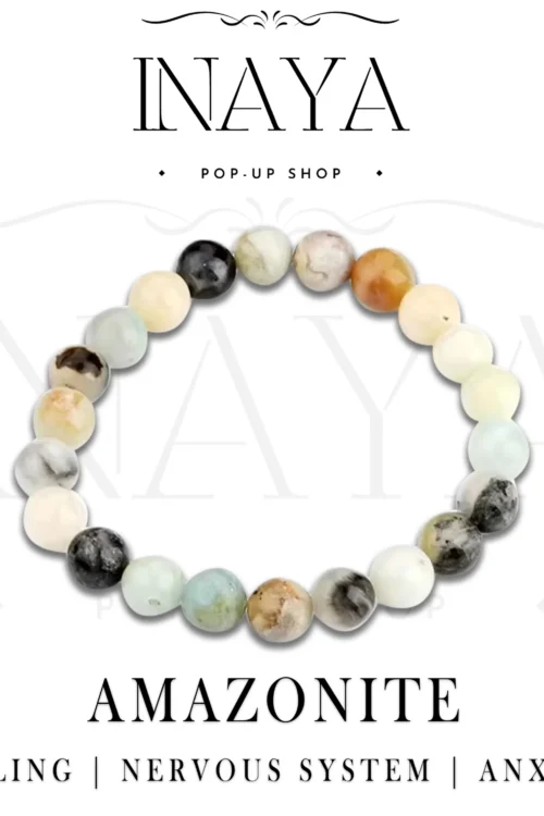 GB056 ROUND SHAPE NATURAL AMAZONITE STONE BRACELET