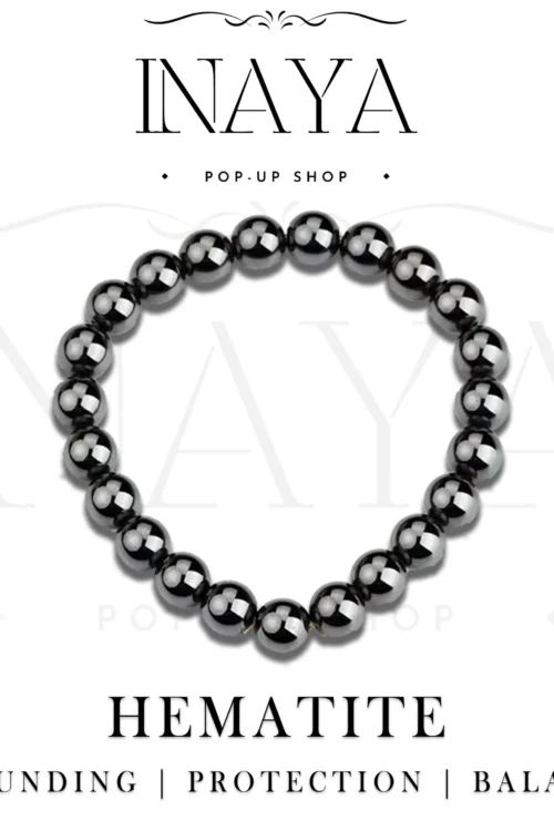 GB006 ROUND SHAPE NATURAL HEMATITE STONE BRACELET