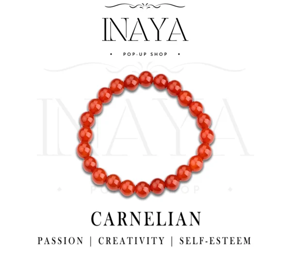 GB062 ROUND SHAPE NATURAL CARNELIAN STONE BRACELET