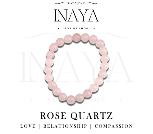 GB007 ROUND SHAPE NATURAL ROSE QUARTZ STONE BRACELET