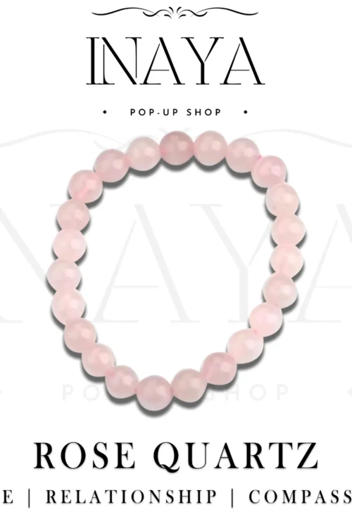 GB007 ROUND SHAPE NATURAL ROSE QUARTZ STONE BRACELET