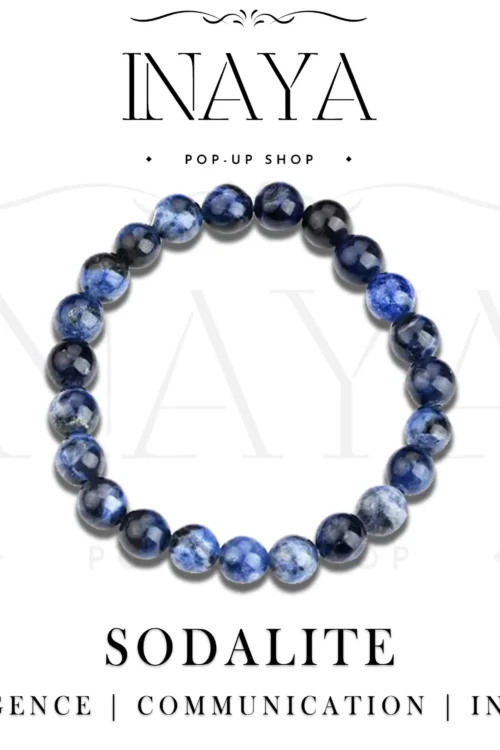 GB009 ROUND SHAPE NATURAL SODALITE STONE BRACELET