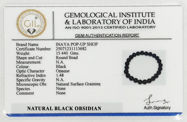 GB003 ROUND SHAPE NATURAL BLACK OBSIDIAN STONE BRACELET - Image 3