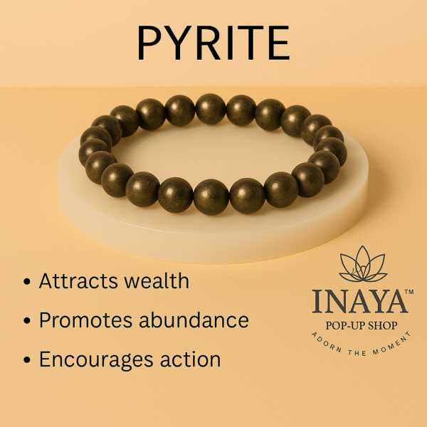 GB032 COMBO OF ROUND SHAPE NATURAL PYRITE & BLACK OBSIDIAN STONE BRACELET - Image 2