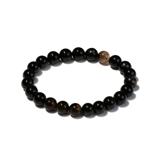 GB012 ROUND SHAPE NATURAL BLACK TOURMALINE STONE BRACELET