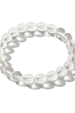 GB005 ROUND SHAPE NATURAL CLEAR QUARTZ STONE BRACELET