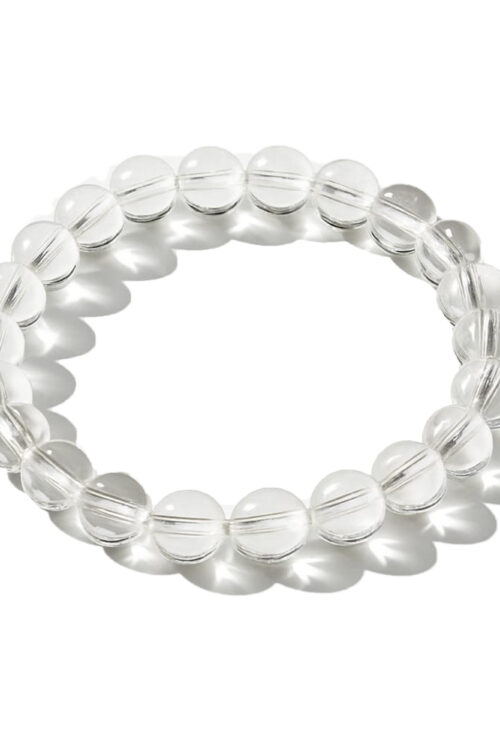 GB005 ROUND SHAPE NATURAL CLEAR QUARTZ STONE BRACELET