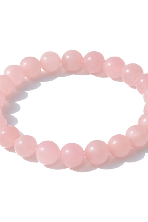 GB007 ROUND SHAPE NATURAL ROSE QUARTZ STONE BRACELET