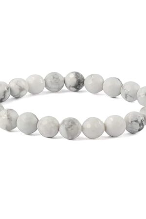 GB004 ROUND SHAPE NATURAL HOWLITE STONE BRACELET