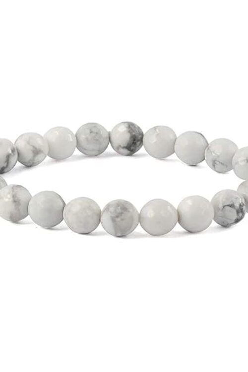 GB004 ROUND SHAPE NATURAL HOWLITE STONE BRACELET