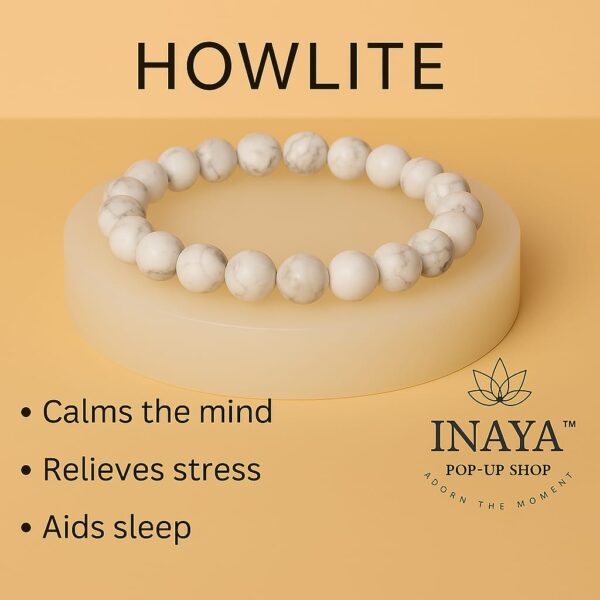 GB004 ROUND SHAPE NATURAL HOWLITE STONE BRACELET - Image 2