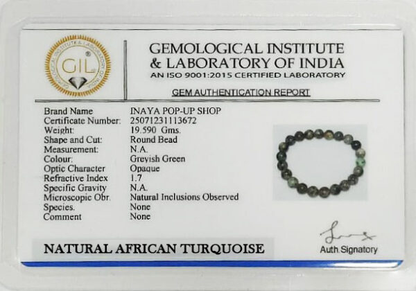 GB009 ROUND SHAPE NATURAL AFRICAN TURQUOISE STONE BRACELET - Image 3