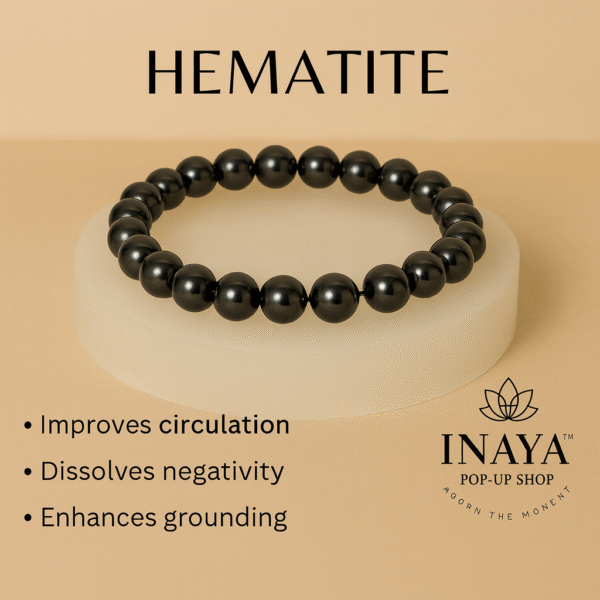 GB006 ROUND SHAPE NATURAL HEMATITE STONE BRACELET - Image 2