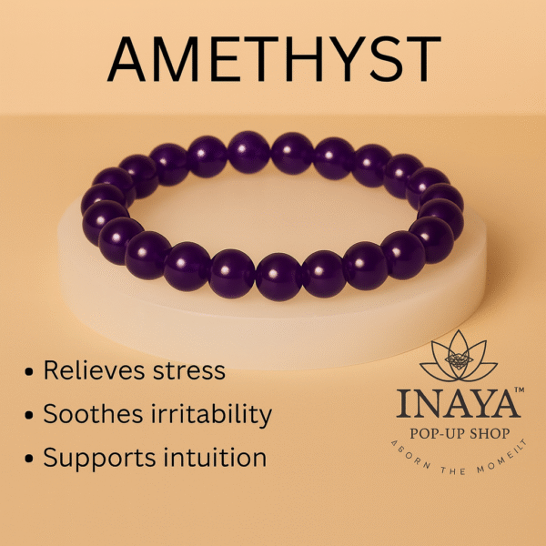GB010 ROUND SHAPE NATURAL AMETHYST STONE BRACELET - Image 2