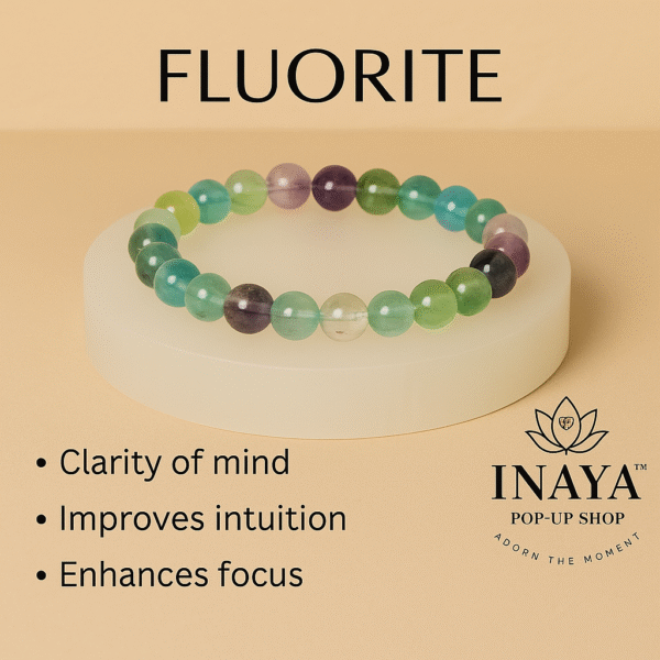 GB013 ROUND SHAPE NATURAL FLUORITE STONE BRACELET - Image 2