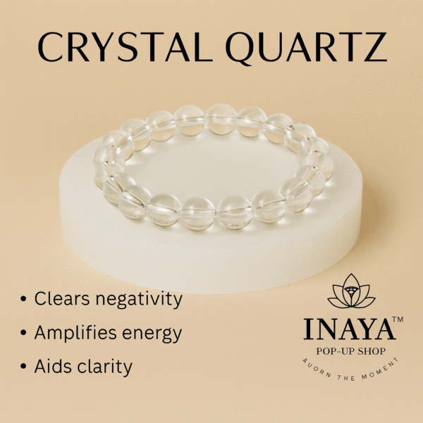 GB005 ROUND SHAPE NATURAL CLEAR QUARTZ STONE BRACELET - Image 2
