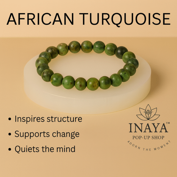 GB009 ROUND SHAPE NATURAL AFRICAN TURQUOISE STONE BRACELET - Image 2