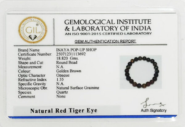 GB011 ROUND SHAPE NATURAL RED TIGER EYE STONE BRACELET - Image 3