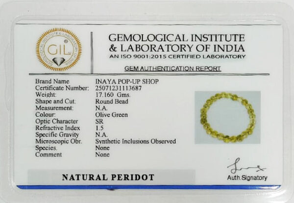 GB020 ROUND SHAPE NATURAL PERIDOT STONE BRACELET - Image 3