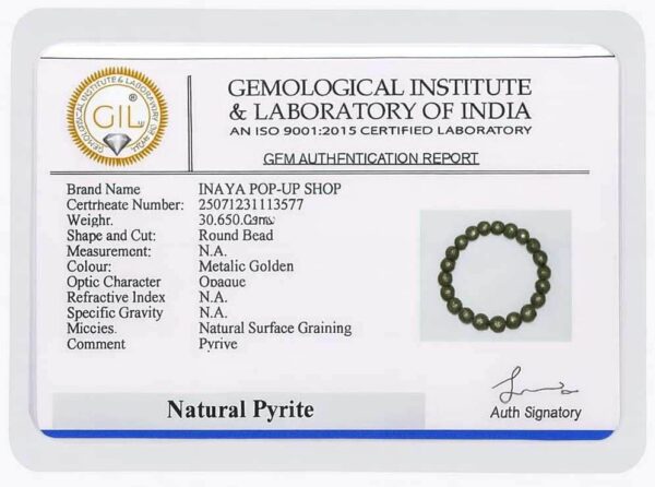 GB032 COMBO OF ROUND SHAPE NATURAL PYRITE & BLACK OBSIDIAN STONE BRACELET - Image 3