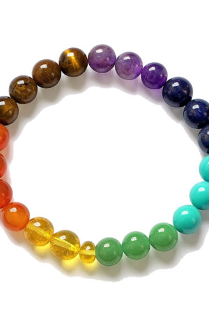 GB031 ROUND SHAPE NATURAL 7 CHAKRAS BRACELET