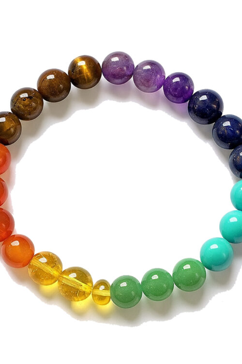 GB031 ROUND SHAPE NATURAL 7 CHAKRAS BRACELET
