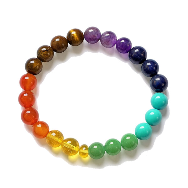 GB031 ROUND SHAPE NATURAL 7 CHAKRAS BRACELET