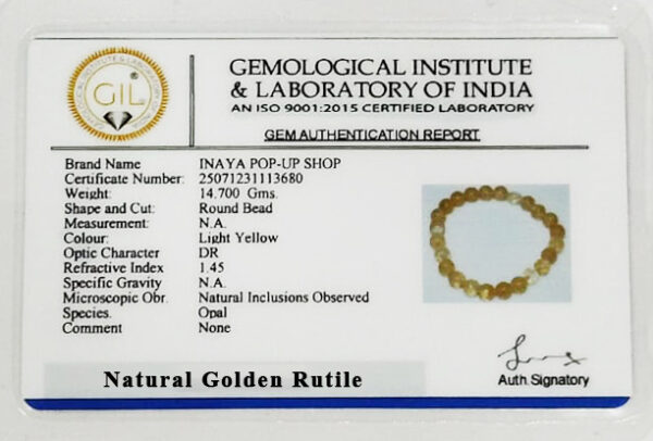 GB028 ROUND SHAPE NATURAL GOLDEN RUTILE BRACELET - Image 3